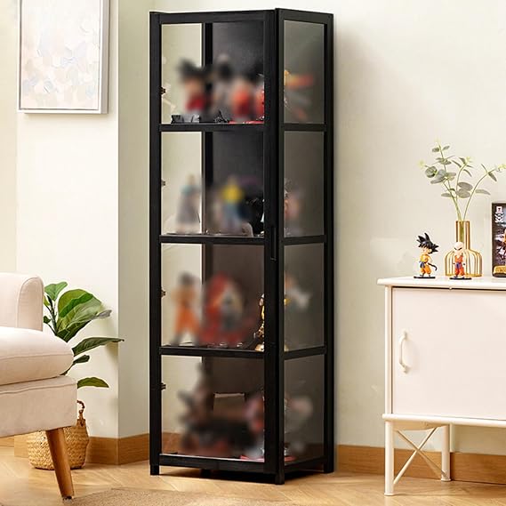 Curio Display Cabinet,Display Cabinet With 5-Tier Storage Shelves,Collectibles Toy Organizers Rack & Display Shelf,Trophy Display Case,Single Door Design,Storage Shelves With Acrylic Glass Door