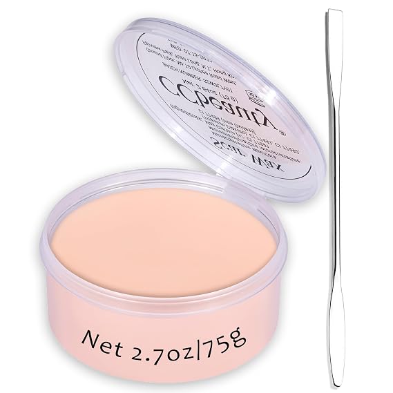CCbeauty Halloween Scar Wax Kit 2.7oz - SFX Special Effects Stage Makeup, Fake Wound Mouldable Wax with Spatula Tool for Fake Cuts Nose Putty Makeup - Stage Film Costumes Cosplay SFX, Fair Light Skin