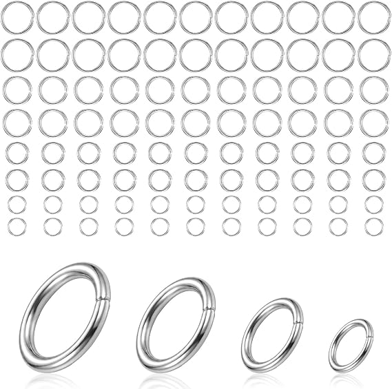 2000Pcs Stainless Steel Jump Rings for Jewelry Making, 4 Sizes 4-7mm Silver Jump Rings Round Ring Connectors, 20 Gauge Thickness (Mixed Size)