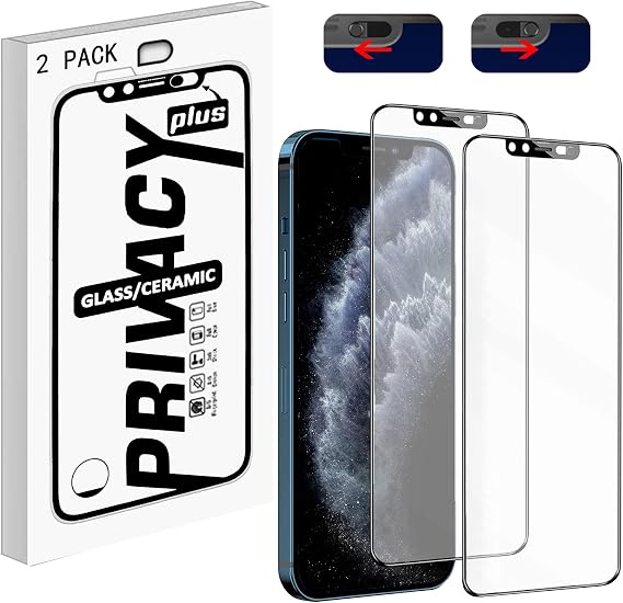Screen Protector with Front Camera Cover Compatible for Phone 13 Pro Max/Phone 14 Plus,HD Tempered Glass Screen Protection and Spy Cover Protect Privacy, Not Affect Face ID-2 Pack