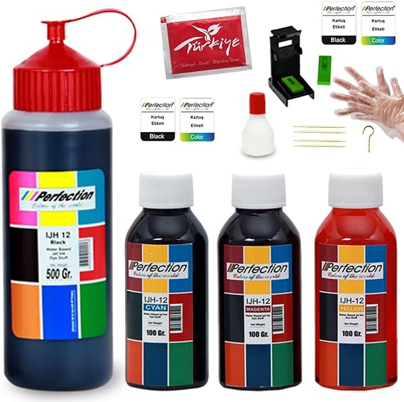 PERFECTION Canon Compatible E3640 PG46 - CL56 Cartridge Ink Filling Set 500gr with Apparatus. + 3x100 gr.