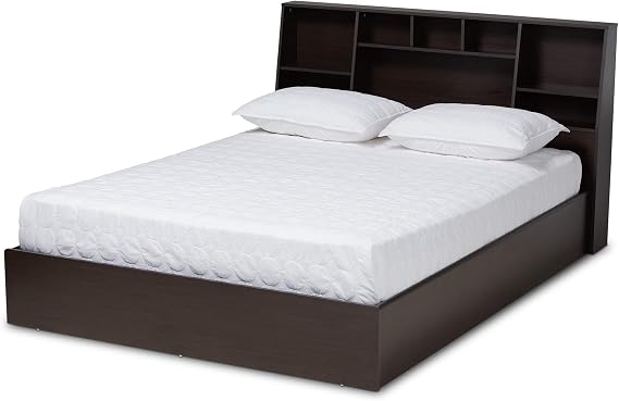 Baxton Studio Beds (Platform), Queen, Dark brown