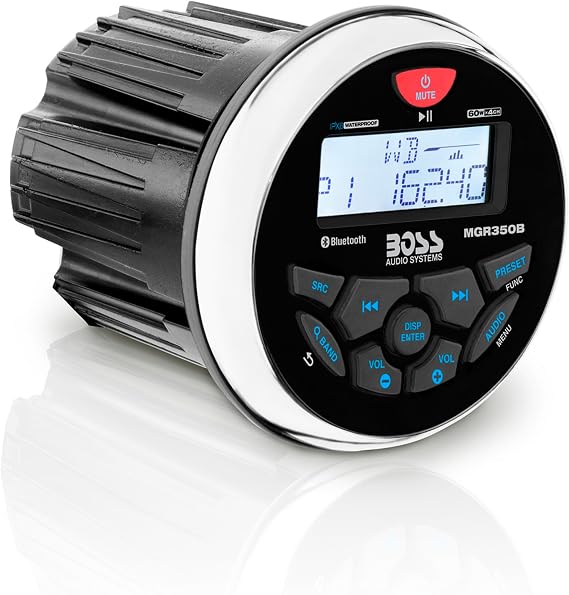 BOSS Audio Systems MGR350B Amplified Bluetooth Boat Gauge Receiver, No DVD