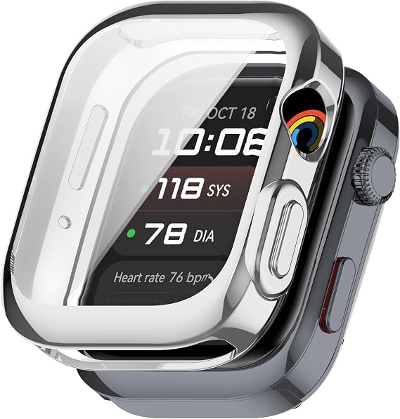 FitTurn Screen Protector Case for Huawei Watch D2 TPU Slim Case Cover [Plating Metal Color Frame] [3D Full Coverage] Shell Protective for Huawei Watch D2 Smartwatch (Silver)