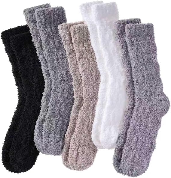 LANLEO Fuzzy Socks for Women Soft Cozy Fluffy Slipper Winter Warm Microfiber Plush Sleeping Socks