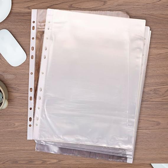 100 Pcs A4 Clear Document Folder, Clear Plastic File Folder Sleeves