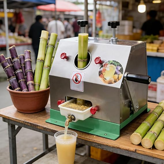 150kg/H Manual Sugarcane Juicer Machine – Commercial Sugar Cane Press Extractor For Whole Unpeeled Stalks & Ginger Juicing, Heavy-Duty Stainless Steel Sugar Cane Squeezer