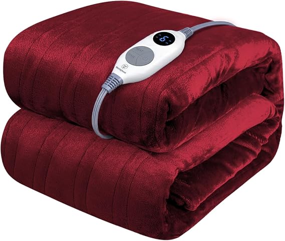 Westinghouse Heated Throw Blanket, ETL&FCC Certification, 50 x 60, Red