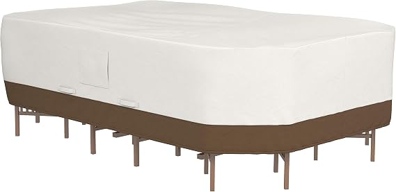 Amazon Basics Patio Furniture Cover, Waterproof, Anti-UV, Wind Resistant, X-Large, Durable, Beige/Tan, 130" x 84"