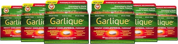 Garlique Healthy Cholesterol Formula with 5000 mcg of Allicin, 60 Enteric Coated Caplets (Pack of 6)