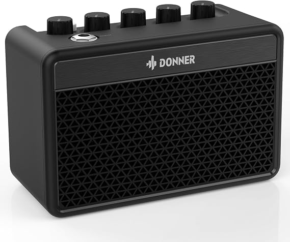Donner DA-10 Mini Guitar Amplifier, 5W, Rechargeable, 3-Band EQ, Tabletop, Compact, Lightweight, Home Practice, Retro British Tone