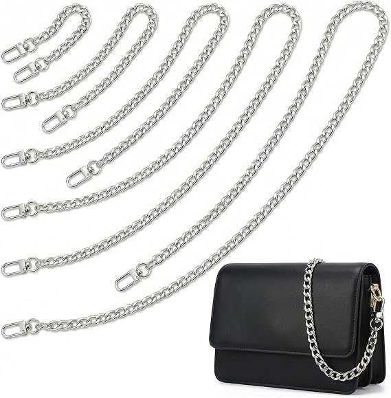 Purse Extender Chain,5 Pcs Silver Bag Extender Chain,Bag Accessories,Bag Accessories Charms,Metal Purse Strap Extender Replacement for Handbags Crossbody Shoulder Bag