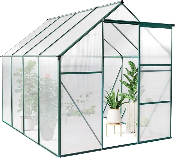 Outvita 6x8 FT Large Walk-in Greenhouses for Outdoors Green Frame