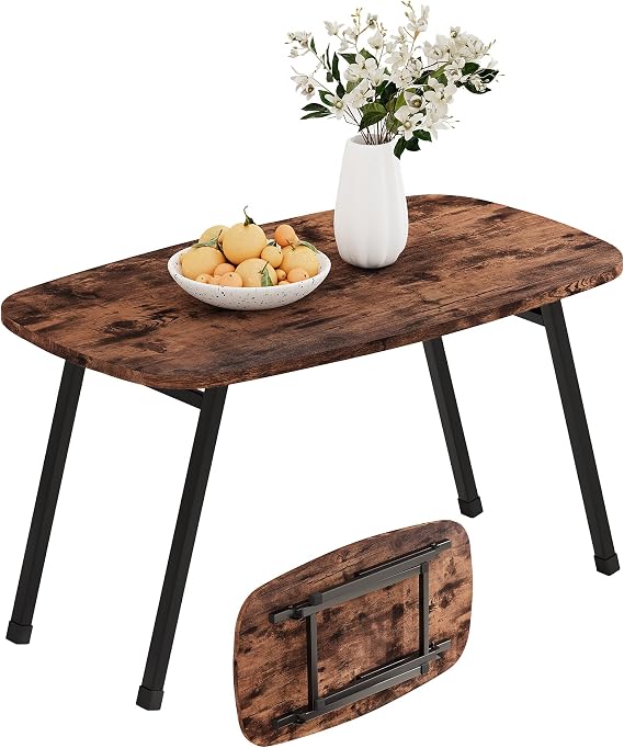 Oval CoffeeTable,Small Folding Coffee Tables For Living Room,Brown
