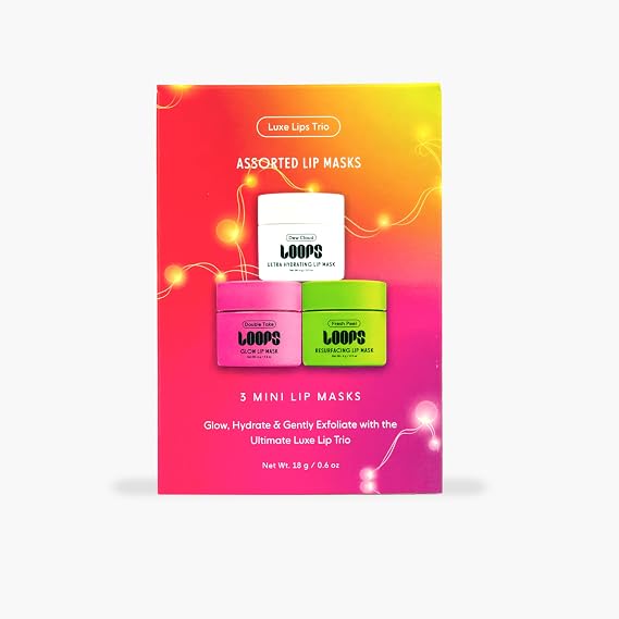 LOOPS Luxe Lips Trio Ultra Hydrating Lip Masks - Exfoliate, and Restore Hydration Below the Surface - Lip Balm, Stocking Stuffer