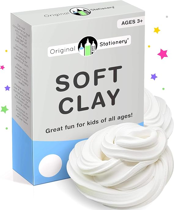 Original Stationery Soft Clay for Slime, 230 g (8.1 oz) White Foam Clay Add-in for Slime Making, Stretchy Air-Dry Butter Texture, Birthday Craft Gift for Kids