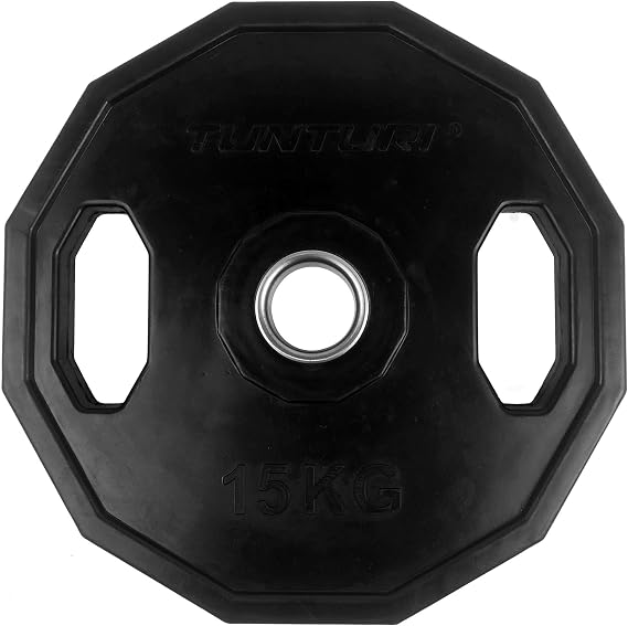 Tunturi Unisex Adult Weight Plates Olympic weigth Plate - Rubber weigth Plate 15.0kg, Single Plate - Black, 1