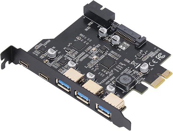 PCIe to USB3.2 GEN 1 Card with 5 Gbps Bandwidth 5 USB Ports (3 USBA and 2 USBC Ports), USB PCI E Expansion Card for Win 7/8/10/11 (32, 64 bit), Linux