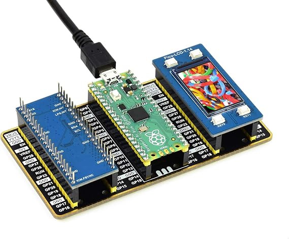 Raspberry Pi Pico Evaluation Kit (Type B) RPi Pico with Pre-Soldered Header+1.14 inch LCD Display+10-DOF IMU Sensor+GPIO Expander+Dual GPIO Expander