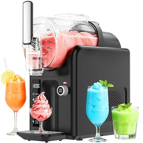Slushie Machine 82oz, 5-in-1 Slushy Machine for Home, Professional Frozen Drink Maker with 5 Presets, Auto-Clean, No Ice Needed, Child Safety Lock, for Frozen Drinks & Desserts, Commercial Use