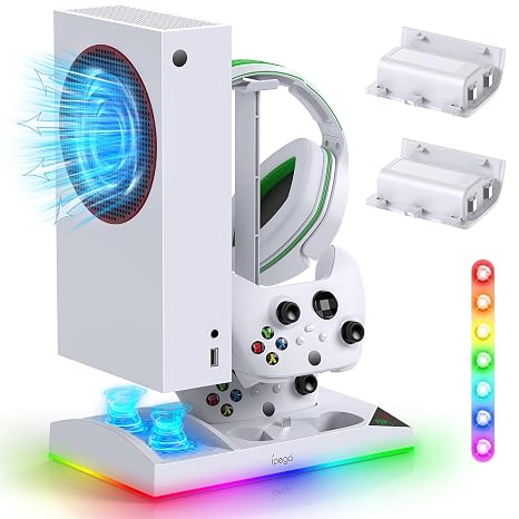 Upgraded RGB Cooling Fan Charge Stand for Xbox Series S Console &Controller