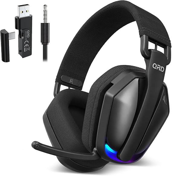 QRD A55 Tri-Mode 2.4Ghz Wireless Gaming Headset for PS5, PS4, NS,Xbox,PC