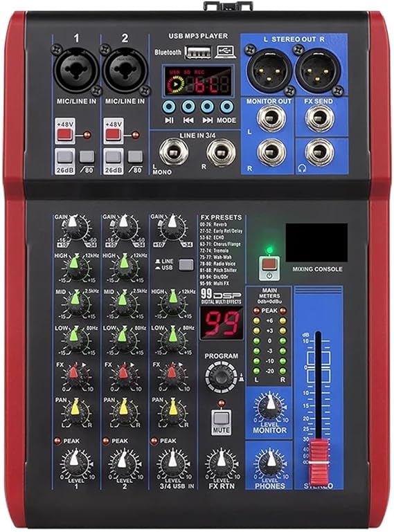 Dj Controller, 99Dsp Mixer Dj Console - 2 Mic/Line Inputs Mp3/Usb I/O Eq & Delay Effects 20Hz-30Khz-THSDXC84470-4 Channels
