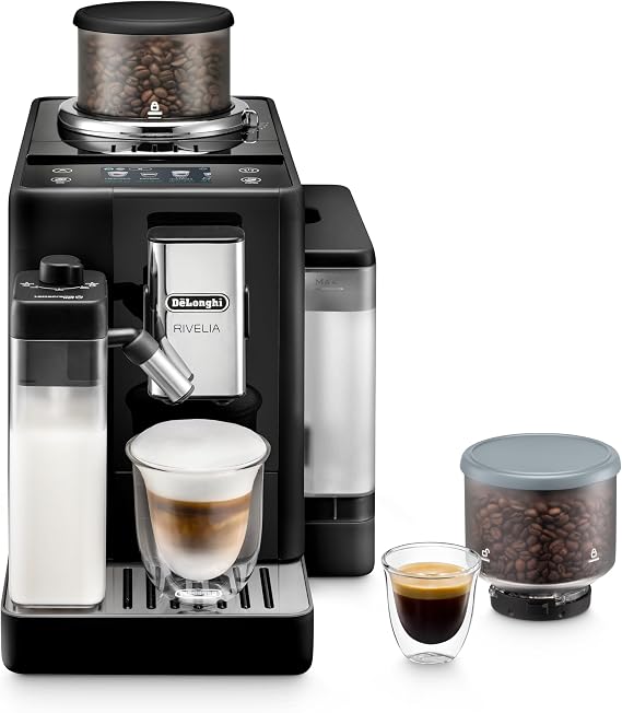 De'Longhi Rivelia Automatic Espresso Machine, Milk Frother, Black