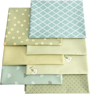 Misscrafts 7pcs Quilting Fabric 18 x 22 100% Cotton Craft Fabric Bundle Squares Fat Quarters Multicolored for Patchwork DIY Sewing Scrapbooking Cyan