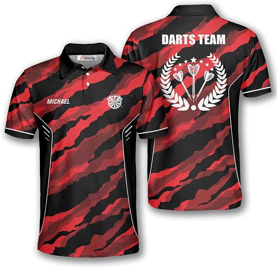 PRIMESTY Viking Darts Shirts for Men, Custom Name Norse Rune Dart Team Jersey, Personalized Odin Darts Polo Shirt S-5XL