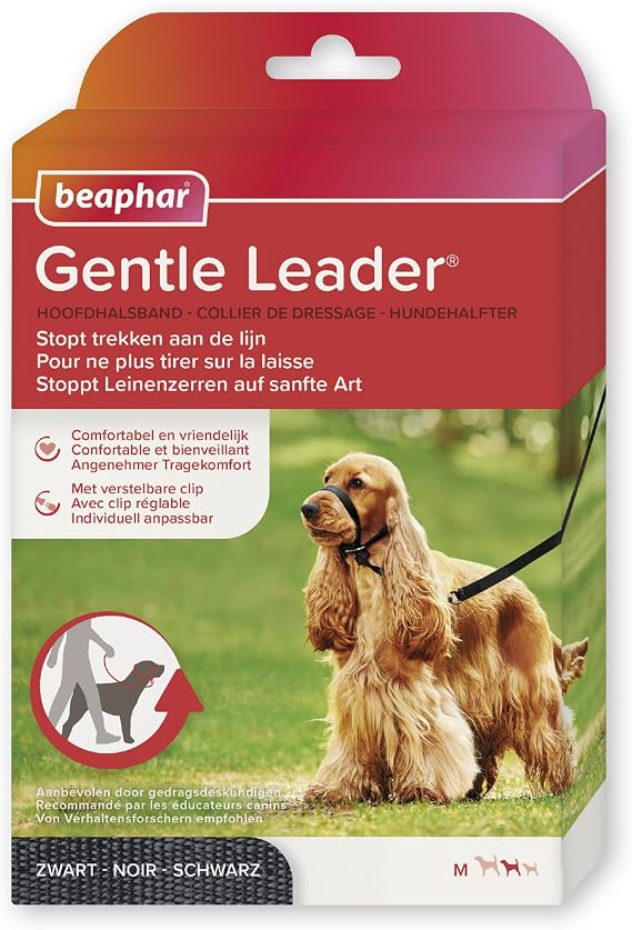 Beaphar - Gentle Leader - Head Collar for Medium Dogs - Stops Pulling On The Lead - Training Aid with Immediate Effect- Endorsed by Behaviourists - Black x 1