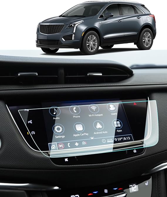 BIXUAN Tempered Glass Screen Protector for 2017-2025 2026 Cadillac XT5 XT6 Luxury/Premium/Sport Accessories Navigation 8 Inch Touch Screen Protection Against Scratches and Fingerprints