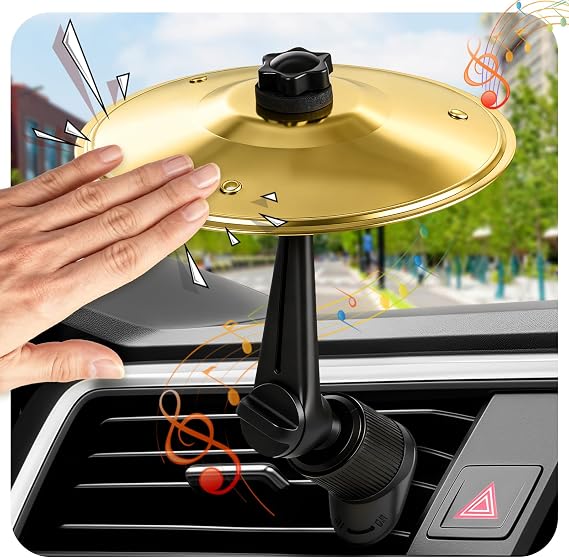 2026 Upgraded Mini Car Cymbal Air Vent Drum,Funny White Elephant & Christmas Gifts, Non-Blocking Car Crash Cymbals,Stocking Stuffers for Men, Music Lovers, Family & Friends, Car Vent Decoration