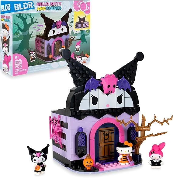 BLDR Hello Kitty and Friends Kuromis Haunted House Building Set - Hello Kitty, Kuromi, My Melody Minifigures - Gift for Kids and Sanrio Fans Ages 8+, 0131