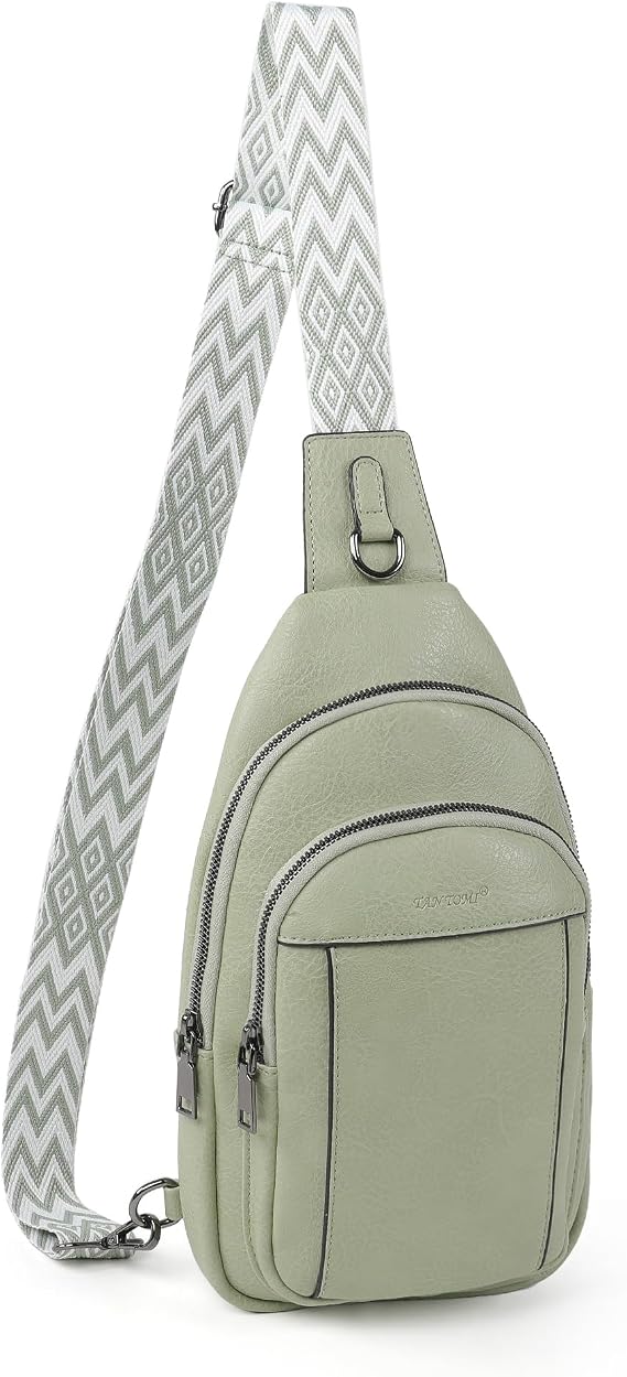 TANTOMI Small Sling Bags for Women, Leather Cross body Purses Bag for Daily Travel Leisure Sport Fanny Packs with Adjustable Strap