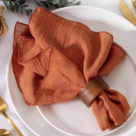 Terracotta Cloth Napkins Cotton Linen Napkins Cloth Bulk Set of 10
