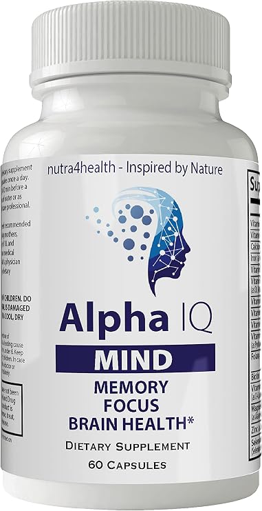 Alpha IQ Mind Brain Focus Memory Health Pro Mind Complex Mind Tech Nootropic Original by Nutra4health Mindtech Brain Booster Supplement 60 Capsules
