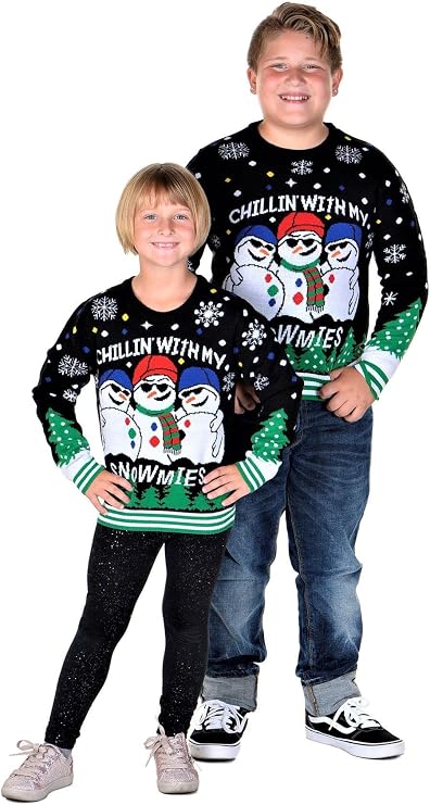 SoCal Look Kids Ugly Christmas Sweater - Tacky Cute Holiday Pullover for Boys & Girls, Unisex Funny Xmas Sweater for Children