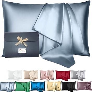 Mulberry Silk Pillowcase King for Hair and Skin Made in USA, 22 Momme Pure Silk, Anti Acne Pillow Cases with Zipper, 6A Grade Organic Silk, Hypoallergenic, Anti Wrinkle (Standard)