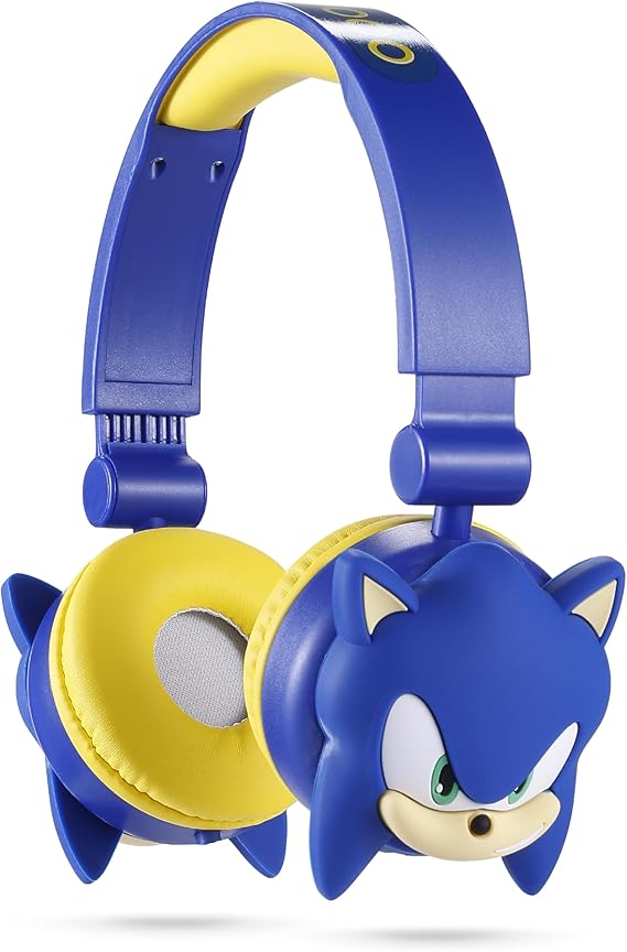 Sonic The Hedgehog - Kids Bluetooth Headphones, Wireless & Wired Over-Ear Headphones with Safe Volume, Adjustable Headband, Rechargeable Battery & Stereo Sound Perfect for School, Home, Travell