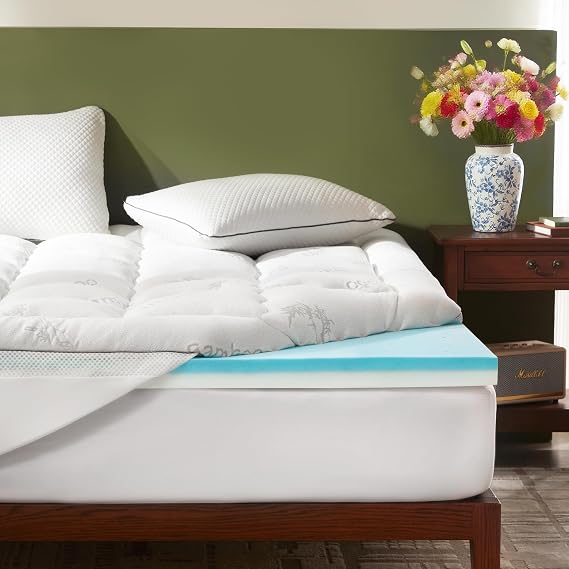 BEDLORE 4 Inch Dual Layer Memory Foam Mattress Topper Full