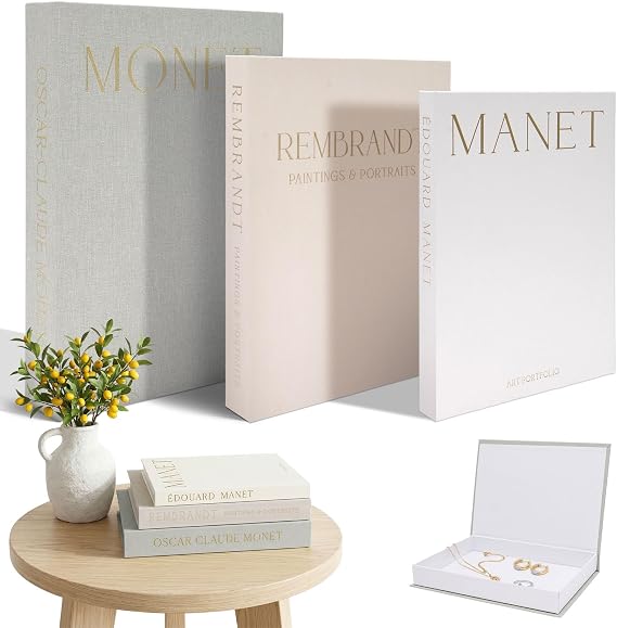 3Pcs Aesthetic Decorative Book,Coffee Table Books Decor Faux Decoration Book Storage Box for Decoration for Home Decor Photo Organization and Keepsake Storage(Style2)