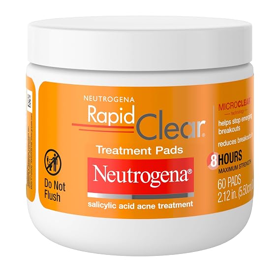 Neutrogena Rapid Clear Acne Treatment Pads, Salicylic Acid, 60 Count