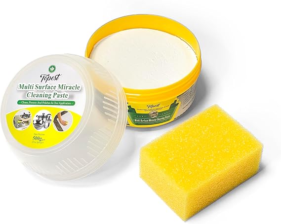 Topest All-Purpose Cleaning Paste [500 G] | with Degreaser Sponge | Suitable for Kitchen, Oven, Tiles, Bathroom, Stainless Steel, Stoves, Grease and Scale Cleaning