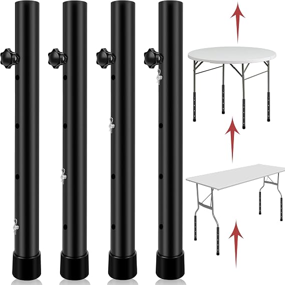 8 Pack Folding Table Risers, 4 Levels Adjustable Height Folding Table Leg Extenders, Heavy Duty Metal Table Leg Extensions Raise Table Height 3.6in | 6.77in | 10in | 13in