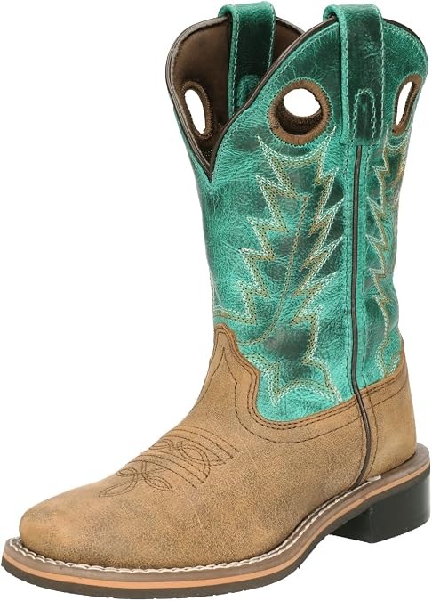 Smoky Mountain Boots Kids Jesse Boot, Brown Distress/Turquoise, 2.5