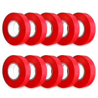 Red PVC Electrical Insulation Tape, Width 34, Length 33-ft, 10 row, Indoor and Outdoor High Temperature Flame Retardant Resistance Electric Tape, Full length 100-meter
