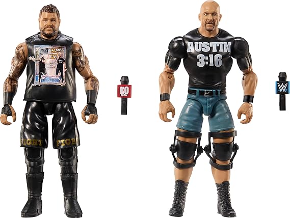 Mattel WWE Main Event Championship Showdown 2-Pack Action Figures & Accessories, Series #20 "Stone Cold" Steve Austin vs Kevin Owens Collection Set