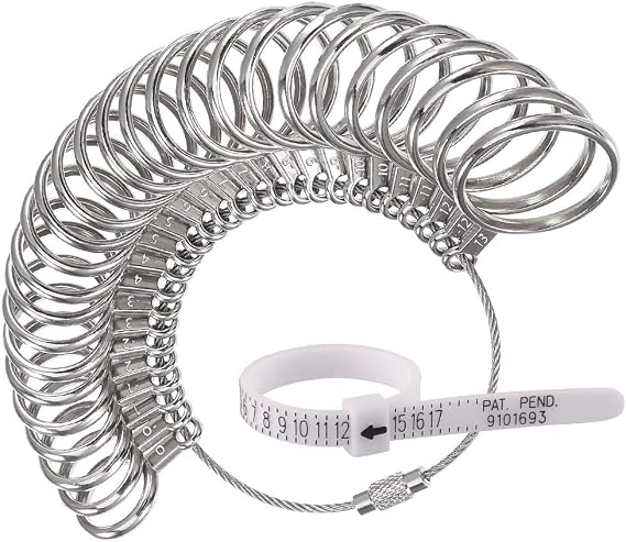 Jewelry Sizers Stainless Iron Ring Size 0-13 Finger Ring Sizing Measuring Tool Ring Sizer Gauge Set Circle Models with Reusable Ring Sizer Belt