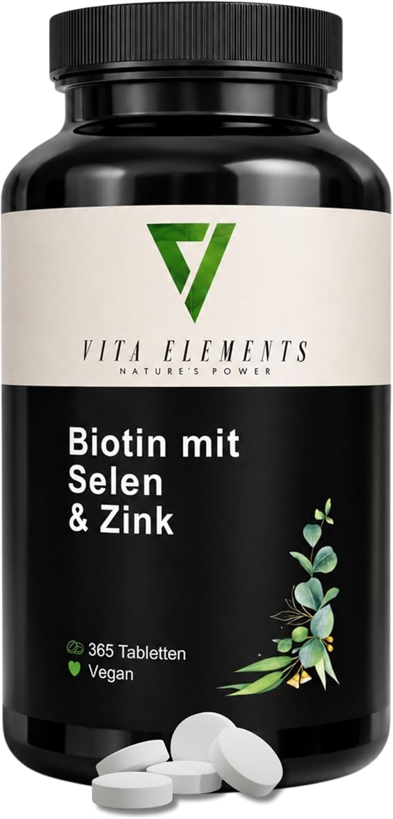 Vita Elements Biotin Selenium Zinc Complex - 365 Tablets - One-Year Supply